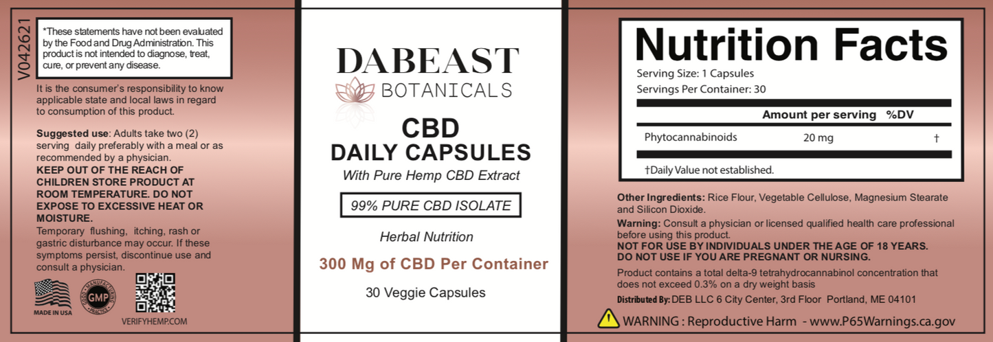 750Mg Daily CBD Veggie Capsules